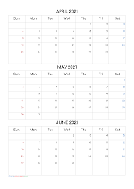 Maybe you would like to learn more about one of these? Free April May June 2021 Calendar Template Code Comf4