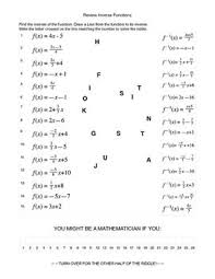 Inverse Function Activity Inverse Functions Functions Activity Linear Function