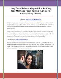 However, there are various steps that experts say couples can take to avoid letting money matters destroy their marriage. Long Term Relationship Advice To Keep Your Marriage From Failing