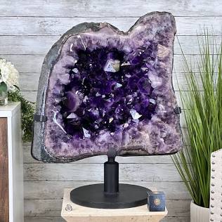 Amethyst clusters radiate peaceful, high-frequency energy in all directions., AI generated
