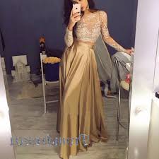 Long Sleeve Gold Lace Prom Dress Prom Dresses Long With Sleeves Prom Dresses With Sleeves Gold Prom Dresses