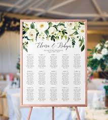 White Floral Wedding Seating Chart Custom Wedding Seating