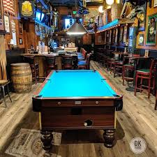 This blend provides a durable long lasting playing surface for your table. All Done Refelting This Bar Pool Table At Patsy S Irish Pub In Laguna Niguel Standard Green Billiards Dkbilliards Play Bar Pool Table Billiards Pool Table