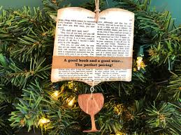 Book Club Gift Book Club Ornament Book Page Ornaments Wine Glass Ornament Book Lover Gift Bookish Gifts Wine Bookclub Gifts Book Gifts Book Lovers Gifts