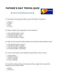 Sep 11, 2021 · here we have included all the australia trivia questions that can be asked in australia trivia. Father S Day Trivia Quiz Trivia Champ