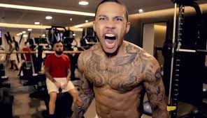 Tattoo lion on left calf memphis depay editorial stock photo. Lyon Star Memphis Depay Shows Off His Impressive Back Tattoo The Scottish Sun