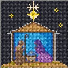 Regular and large print cross stitch pattern. Ann Logan 10 Free Patterns Online Nativity 1605