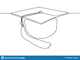 Graduation Cap Or Hat One Line Drawing Minimalism Vector Illustration Continuous Hand Drawn Isolated On White Backgroun One Line Drawing Line Drawing Drawings