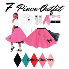 Hip hop 50s shop 4 pc girls poodle skirt outfit halloween or dance costume. Hip Hop 50 S Shop Child 7 Pc 50 S Poodle Skirt Outfit