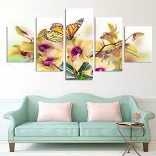 Looking for diy wall art ideas to spruce up your living room? Fashion Design 5 Panel Modern Wall Painting Yellow Flowers Abstract Home Wall Art Picture Paint On Canvas Prints Art Orchid Paint On Canvas Art Pictureswall Art Picture Aliexpress