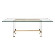 Martinus high gloss white and clear acrylic dining table. Savoy Acrylic Gold Glass Dining Table