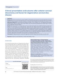 Pdf Clinical Presentation And Outcome After Anterior Cervical Discectomy And Fusion For Degenerative Cervical Disc Disease