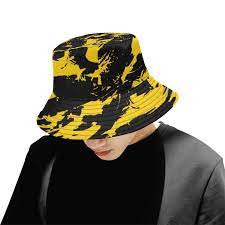 Black And Yellow Paint Splatter Bucket Hat Etsy In 2021 Hat Fashion Black N Yellow Bucket Hat Fashion