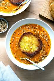 Vegan Saffron Carrot Soup With Almond Dukkah Alexandra S Kitchen Recipe Food Carrot Soup Recipes