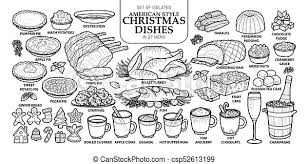 When it comes to holiday menus — whether it's just a dinner menu or you have. Set Of Isolated Traditional American Style Christmas Dishes In 27 Menu Cute Hand Drawn Food Vector Illustration In Dark Gray Canstock