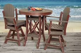 Our bar tables and bistro pub table sets provide greater height then a dining table; Maui Outdoor Bistro Furniture Set Countryside Amish Furniture