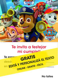 Estas imágenes tan bonitas de paw patrol son especiales para realizar un recuerdo o souvenir para el pequeño de la familia que está por fiestas de cumpleaños para perros. Pin En Invitaciones Editables Gratis