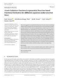 Pdf A New Rabotnov Fractional Exponential Function Based Fractional Derivative For Diffusion Equation Under External Force