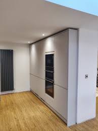 Kitchen bases, top cupboards and larder units. Phoenix Joinery On Twitter Soho Matt Dove Grey Handleless Kitchen With Solid Oak Worktops And Petrol Blue Alusplash Splash Back Designed Supplied And Fitted By Phoenix Joinery Oak Kitchendesign Worktops Grey