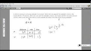 Solving A Distance Rate Time Problem Using A System Of Equations Youtube