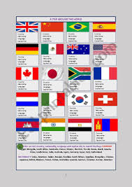 All 35 independent countries in americas: A Trip Around The World 20 Flags Nationalities Languages Capital Cities Esl Worksheet By Heinchina