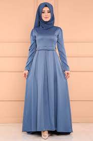 Elbise Pileli Saten Elbise Zmn2302 Indigo Elbise Moda Stilleri Elbiseler