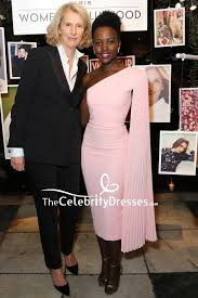Lupita nyong'o under fire from disability groups for 'evil' voice in us. Lupita Nyong O Rosa One Shoulder Cocktailkleid Vanity Fair Und Lancome Women Thecelebritydresses