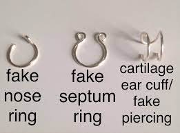 Set Of Three Fake Piercings Fake Nose Ring Fake Septum Ring Cartilage Ear Cuff Fake Nose Rings Fake Piercing Fake Nose
