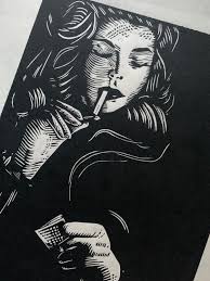 Lauren Bacall let It Burn Linocut Fine Art Print