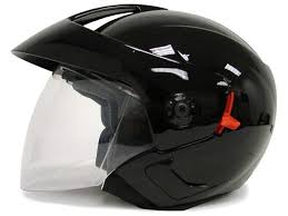 Purchase Gloss Black Open Face Dual Visor Motorcycle Helmet
