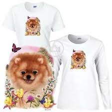 Details About Pomeranian Dog Floral Art Scene Ladies Short Long Sleeve White T Shirt S 3x