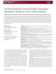 Pdf Nursing Diagnoses Among Kidney Transplant Recipients Evidence From Clinical Practice