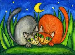 Night Cats Kedi Sanati Cizim Ve Soyut Sanat