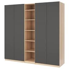 Pax Garderobeskab Egetraesmonster Med Hvid Bejdse Meraker Morkegra 250x60x236 Cm Ikea Pax Kleiderschrank Ikea Kleiderschrank Kleiderschrank Jugendzimmer