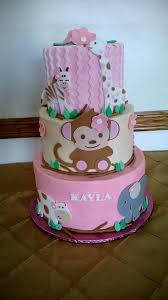 Pink Monkey Jungle Baby Shower Cake Baby Shower Jungle Baby Shower Cake Animal Baby Shower Cake Pink Baby Shower Cake
