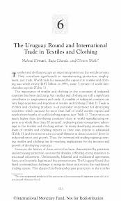 The Uruguay Round and International Trade in Textiles and Clothing