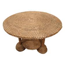 In a space where the thing in front of the sofa (coffee table or ottoman) is most likely to be used as a foot rest while watching tv, but there's not quite enough space for more than one end table. Woven Basketry Coffee Table L Atelier 55