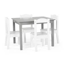 Humble Crew Inspire 5 Piece Grey White Kids Table And Chair Set Tc770 The Home Depot In 2020 Wooden Table And Chairs Kids Table Chair Set Kids Table And Chairs