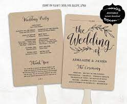 Printable Wedding Program Template Rustic Wedding Fan Etsy Printable Wedding Program Template Wedding Fans Programs Template Printable Wedding Programs