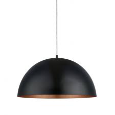 Kichler lighting kitner antique copper pendant light with cylindrical shade. Eglo 94938 Gaetano Matte Black And Copper Dome Hanging Lamp 530mm Ideas4lighting Sku24333i4l
