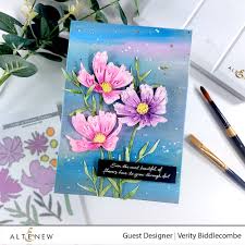 In this class you will learn these concepts including: 1 Easy Mix Media Art Altenew Craft A Flower Cosmos Layering Die Set Release Blog Hop Giveaway Pretty Little Button