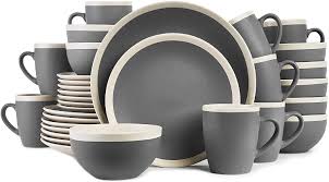 Black stoneware dinnerware set.pottery dinnerware set.dinnerware set.dish set pottery xiaochengmei 5 out of 5 stars (17) $ 24.88. Amazon Com Stone Lain Dinnerware Set 32 Piece Dark Gray And Cream Dinnerware Sets