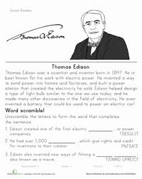 He developed many devices in fields such as electric power generation, mass communication, sound recording, and motion pictures. Historical Heroes Thomas Edison Worksheet Education Com