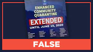 Ayon kay abalos, walang katotohanan ang nasabing ulat na nagkasundo ang mga mayor sa metro. False Ecq Extended Until June 15 2020
