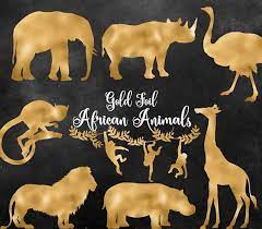 Gold Foil African Animals Clipart Safari Animal Clip Art Etsy Animal Clipart African Animals Clip Art