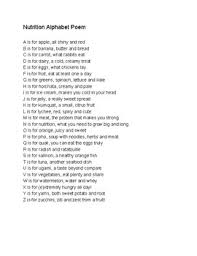 Nutrition Poem By Jenny Beck Teachers Pay Teachers