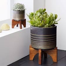 Display all the beauty of your plants and flowers with planters and plant stands. Mid Century Turned Wood Tabletop Planters Black Gold