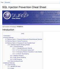 Sql Injection Prevention Cheat Sheet From Owasp Sql Injection Sql Prevention