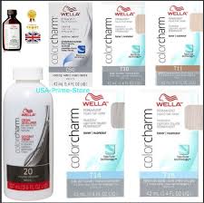 Gold/violet neutralises yellow tones while keeping richness hair level: Wella Color Charm Toner 050 T10 T11 T14 T15 T18 T27 T28 T35 20 Developer Choose Haartoner Haarkleur Technieken Haarkleur Formules