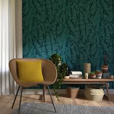 Papier Peint Intisse Banana Mood Coloris Bleu Petrole En 2020 Papier Peint Papier Peint Intisse Bleu Petrole